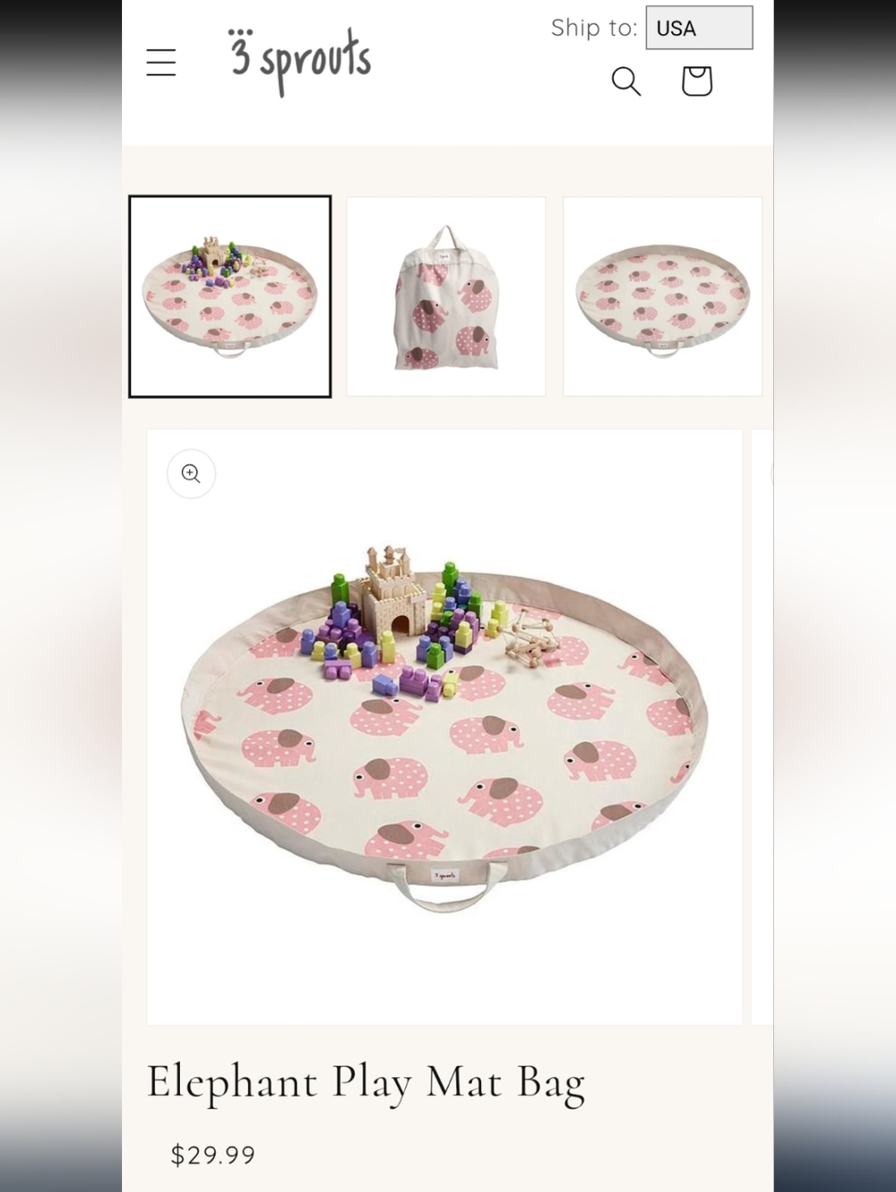 Pink Elephant Play Mat